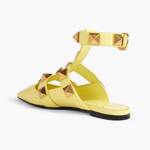 Valentino Roman Stud Metallic Flats - Picture 3 of 10